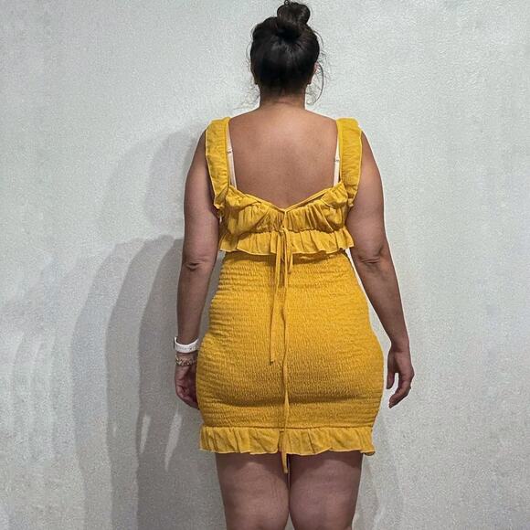 Shein Mustard Yellow Bodycon Mini Dress Sz L NWT - Picture 11 of 13